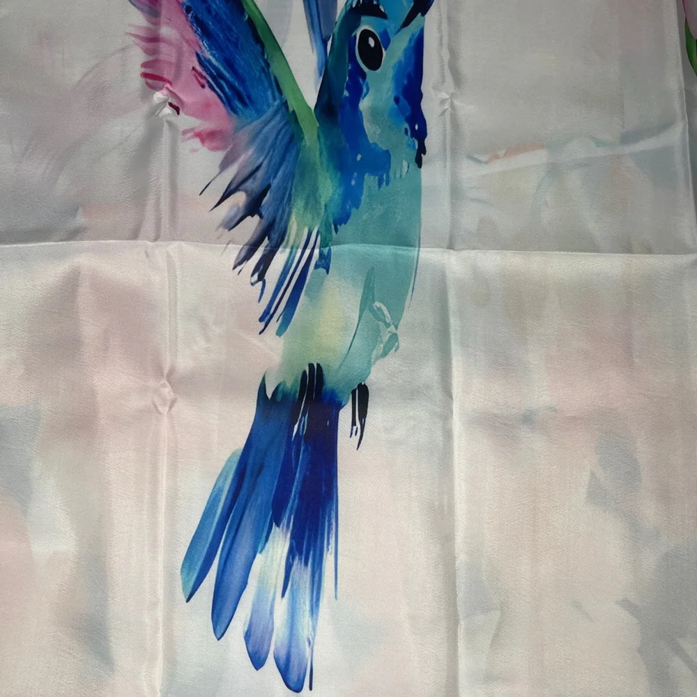 Gibelle Small Stall Shower Curtain 36 x 72 Hummingbird Floral Fabric W/Rings